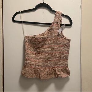 ae smocked one shoulder top